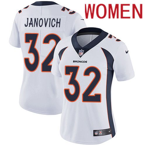Women Denver Broncos #32 Andy Janovich White Nike Vapor Limited NFL Jersey